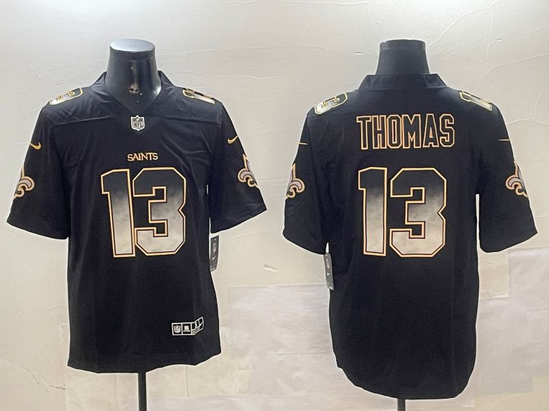 Men New Orleans Saints #13 Thomas Black Nike Smoke Fashion 2024 Limited NFL Jersey style 1